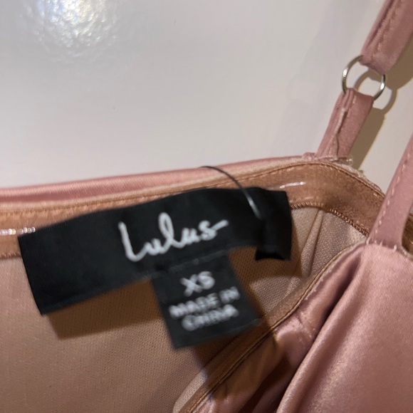 NEW Lulus Best Part of Me Blush Satin Bustier Chiffon Maxid Dress Gown Size XS - Picture 5 of 11